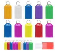 COMNICO Confezione da 10 etichette per bagagli per valigie, etichette identificative in PVC, impermeabili, etichette identificative, etichette colorate per indirizzo, aereo, elementi essenziali da