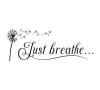 COMNICO Just Breathe, 1 adesivo da parete in vinile, citazioni motivazionali, citazioni yoga positivo, rilassamento, scritte, frasi, adesivi da parete per camera da letto, soggiorno, decorazione per