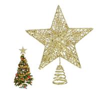 COMNICO Puntale per albero di Natale, con stelline e mini stella, con 5 punte, colore: oro, 25 cm