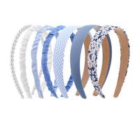 COMNICO Set di 7 fasce per capelli alla moda da donna, antiscivolo, in tessuto scintillante, in vari colori, accessori per capelli per donne, ragazze e bambini (blu)