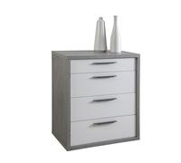 Composad | Cassettiera della Linea COLUMBIA con 4 Cassetti, Comò Camera da Letto, Moderno ed Elegante, (LxAxP): 73x87x45 cm, Colore Grigio Cemento e Bianco Laccato, Made in Italy