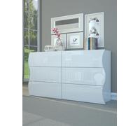 Comò 6 Cassetti 155x40x81,5 cm Onda 6C Bianco Lucido