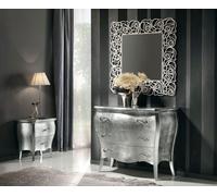 COMO' CON 2 COMODINI IN FOGLIA ARGENTO CON SPECCHIO