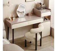 Comò da tavolo da trucco con specchio e lampada, 3 modalità di luminosità regolabili, sgabello e cassetti, organizer monopezzo per donne e ragazze