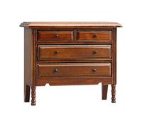 Comò storico compatto per stanze in miniatura Design realistico con struttura in legno Soluzione ideale per riporre la casa modello Armadietto con cassettiera per casa modello Finitura vino