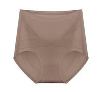 Comoda biancheria intima da donna in seta di ghiaccio a vita alta senza lasciare traccia per le donne, caffè, M