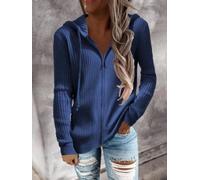 Comoda felpa con cappuccio con coulisse e cerniera, da donna, casual, venduta a maniche lunghe, con tasche, grigio