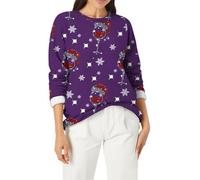 Comoda felpa da donna in pile Teddy Coat Top da donna alla moda casual comoda stampata a maniche lunghe top felpa allentata per la vita quotidiana regali di Natale, Mr3, L