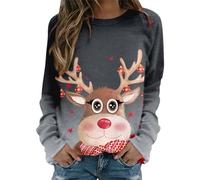 Comoda felpa da donna "Merry Christmas", divertente maglione grafico, girocollo, vestibilità larga, camicetta, grigio scuro, M