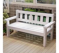 Comoda panca da giardino in legno con schienale e braccioli, elegante seduta da patio per prato, portico, terrazza e sentiero, mobili tradizionali durevoli per il relax