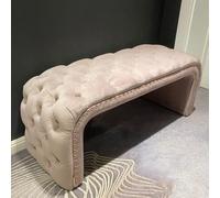 Comoda panca imbottita con trapuntatura a bottoni, angoli rotondi, ideale per camera da letto, soggiorno, ingresso, 120 cm, rosa, elegante per la decorazione della casa