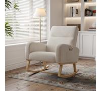 Comoda sedia a dondolo in legno con rivestimento in velluto per interni, per asilo nido e soggiorno, ideale per l'allattamento al seno e il relax in camera da letto.