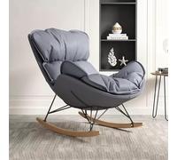 Comoda sedia a dondolo per camera da letto e ufficio, imbottita, reclinabile, moderna, ergonomica, colore grigio scuro, perfetta per rilassarsi