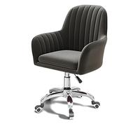 Comoda sedia da scrivania in velluto, regolabile in altezza, girevole, con braccioli, girevole a 360°, sedia da lavoro per scrivania per computer, camera da letto e cassettiera (grigio scuro)