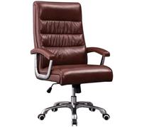 Comoda Sedia Da Ufficio In Vera Pelle Per Lunghe Sedute - Seduta Per Computer Di Casa Con Supporto Per La Schiena, Rotazione A 360° E Funzioni Di Sollevamento(Brown chair)