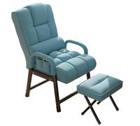 Comoda sedia reclinabile regolabile per stanze piccole, in cotone e lino, con cuscino lombare e borsa per riporre i piedi