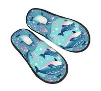 Comode House Shoes Animal Blue Sea Peluche Ciabatte Lavabile Calde Ciabatte Per Donne, Uomini, Spa M