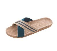 Comode infradito da uomo e donna, per la spiaggia, per il tempo libero, per interni in bambù, ciabatte da bagno, pantofole unisex, Blu, 39 EU