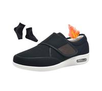 Comode Pantofole da Casa Artrite E Edema, Scarpe da Passeggio Traspiranti Regolabili Diabetici per Uomo per Piedi Gonfi, Scarpe Ginnastica Leggere Antiscivolo Chiusura Regolabile(Black,48 EU)