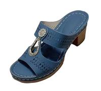 Comode pantofole da donna con tacco a blocco, eleganti sandali estivi con strass, sandali leggeri per il tempo libero con plantare morbido, eleganti sandali con plateau per tutti i giorni, scarpe