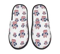 Comode Pantofole da Interno American Flag Paw Print Pantofole da Casa Peluche Slippers per Casa Invernali Uomo L