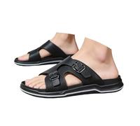 Comode pantofole da uomo: pantofole da spiaggia sottili con suola traspirante, antiscivolo e leggere, stile estivo, per tutti i giorni, tempo libero, viaggi, Nero , 45 EU