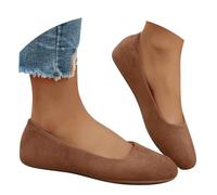 Comode pantofole piatte con punta rotonda per piedi larghi, ideali per tutti i giorni in viaggio, scarpe casual da donna in tinta unita per la primavera, marrone, 40 EU