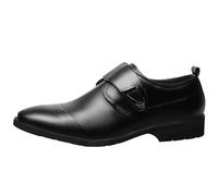 Comode scarpe derby in pelle per uomo classico business moda retrò casual tinta unita set testa quadrata scarpe in pelle Oxford per ufficio d'affari passeggiate brogue matrimonio, Nero , 41 1/3 EU