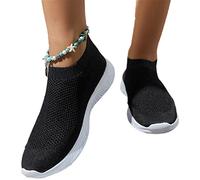 Comode Sneakers Slip-on Scarpe da Passeggio Leggere da Donna Scarpe da Corsa Estive in Maglia Traspirante Scarpe Ortopediche for Il Tempo Libero di Grandi Dimensioni (Color : Black, Size : 37 EU)