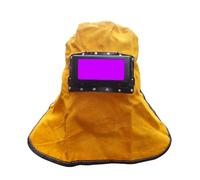 Comodi caschi for saldatura Filtro solare oscurante automatico Lenti Maschera for saldatore Cappuccio in pelle di vacchetta gialla montato sulla testa Protezione for gli occhi
