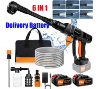 Comodi idropulitrice 21V 6000mAh Lavaggio auto 6 in 1 Ugello regolabile Cambia pressione acqua Tubo da 5 metri