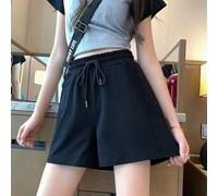 Comodi pantaloncini da donna a gamba larga con elastico in vita, pantaloni estivi casual per l'uso quotidiano alla moda (L nero)