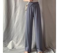 Comodi pantaloni in seta ghiaccio da donna con design a pieghe sottili e coulisse per primavera ed estate (blu)