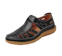 Comodi sandali da passeggio per le donne vestibilità ampia punta chiusa sandali slip on in pelle morbida scava fuori zeppa comode pantofole ortopediche estive all'aperto Beeach scarpe slingback