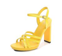 Comodi Sandali Estivi con Tacco e Plateau da Donna - Boho Chic per Le Serate di Appuntamenti e Vacanze di Matrimonio,Giallo,40 EU