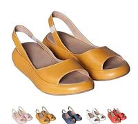 Comodi sandali ortopedici da donna, con cinturino posteriore ortopedico con supporto per arco plantare, sandali piatti casual ammortizzanti per le donne, Giallo, 38 EU