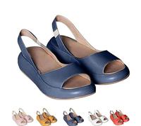 Comodi sandali ortopedici da donna, con cinturino posteriore ortopedico con supporto per arco plantare, sandali piatti casual ammortizzanti per le donne, Blu, 41 EU