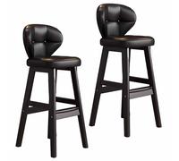 Comodi sgabelli da bar set da 2 con schienali curvi e poggiapiedi, struttura in legno massello e cuscini impermeabili in morbida pelle PU, perfetti for l'isola della cucina/bar di casa/pub(C,65cm)