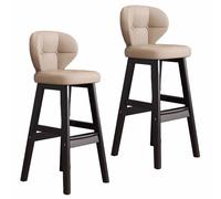 Comodi sgabelli da bar set da 2 con schienali curvi e poggiapiedi, struttura in legno massello e cuscini impermeabili in morbida pelle PU, perfetti for l'isola della cucina/bar di casa/pub(F,75cm)