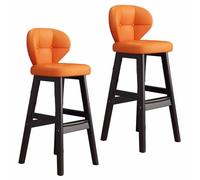 Comodi sgabelli da bar set da 2 con schienali curvi e poggiapiedi, struttura in legno massello e cuscini impermeabili in morbida pelle PU, perfetti for l'isola della cucina/bar di casa/pub(G,65cm)