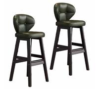 Comodi sgabelli da bar set da 2 con schienali curvi e poggiapiedi, struttura in legno massello e cuscini impermeabili in morbida pelle PU, perfetti for l'isola della cucina/bar di casa/pub(B,75cm)