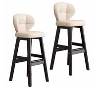 Comodi sgabelli da bar set da 2 con schienali curvi e poggiapiedi, struttura in legno massello e cuscini impermeabili in morbida pelle PU, perfetti for l'isola della cucina/bar di casa/pub(H,75cm)