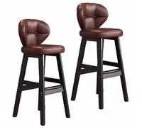 Comodi sgabelli da bar set da 2 con schienali curvi e poggiapiedi, struttura in legno massello e cuscini impermeabili in morbida pelle PU, perfetti for l'isola della cucina/bar di casa/pub(A,65cm)