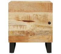 Comodini 2 Pezzi 40x33x46 cm Legno Massello di Mango | Gambe in Ferro Nero, Anta Installabile a Sinistra o Destra, Stile Industriale, Ampio Ripiano