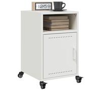 Comodini 2 pz Bianchi 36x39x59 cm in Acciaio with Wheels, Modern Nightstands with Storage, Bedroom Side Tables with Handle, Easy Assembly Cold Rolled Steel Furniture for Living Room and Bedroom