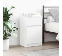 Comodini 2 pz Bianchi 39x35x65 cm in Legno Multistrato Nightstands with Storage Drawer, Modern Bedroom Furniture for Living Room and Office, White Wooden Side Table with Smooth Wall Mounting Kit