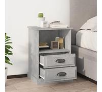Comodini 2 pz Grigio Cemento 43x36x60 cm, Nightstand with 2 Drawers and Open Shelf, Modern Bedside Table for Bedroom, Durable Engineered Wood Furniture, Storage Cabinet with Wall Mounting Kit