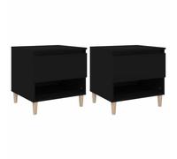 Comodini 2 pz Neri 50x46x50 cm Legno Multistrato | Legno ingegnerizzato, eucalipto massello, ancoraggio a parete, manuale incluso, uso notte e salotto