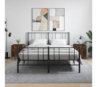 Comodini 2 pz Rovere Fumo 40x40x50 cm in Legno Multistrato, Modern Nightstands with Storage Shelf and Metal Legs for Bedroom Living Room, Engineered Wood Side Tables with Smooth Surface