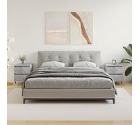 Comodini 2pz Grigio Cemento 40x35x50 cm in Legno Multistrato, Modern Nightstand with 2 Drawers, Bedroom Storage Cabinet, Engineered Wood Bedside Table for Living Room, Office, Dormitory